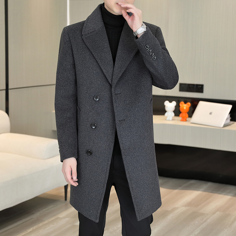 恒源祥毛呢大衣男士中长款休闲羊毛呢子外套秋冬季男装加厚妮外套 - 图2