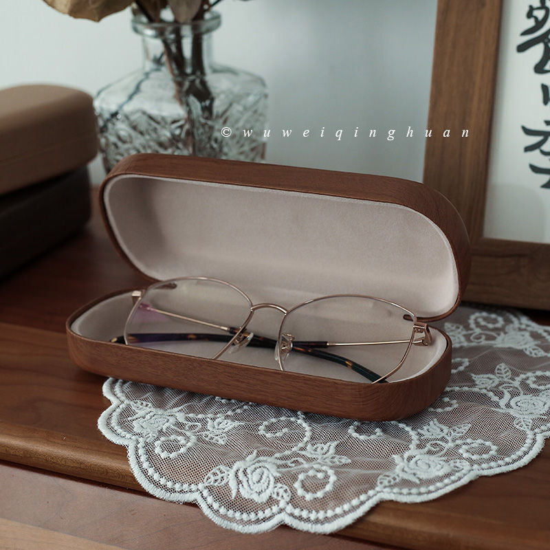 复古仿木纹小众日系少女高级简约文艺便携式 眼镜盒墨镜收纳盒,淘宝优惠券,粉丝福利购,淘宝优惠卷