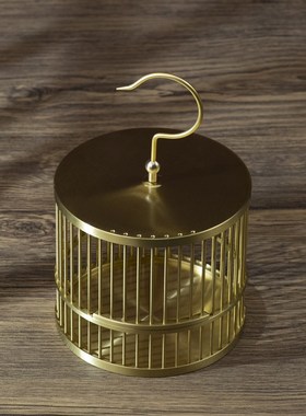 小铜记黄铜蝈蝈笼子高档蚂蚱蛐蛐大号纯铜笼子鸣虫蟋蟀铜笼子摆件