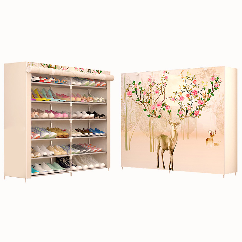 极速家用经济型布艺鞋柜简易单双排防尘收纳多层组U装鞋架子宿舍 - 图3