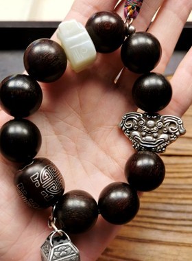 极速合集 多宝手串老玛u瑙小叶紫檀手工足银设计饰品手链礼物