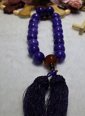 极速天然巴西紫罗兰玉髓 圆珠 18颗粒 路路通N穗子 手錬 手串 佛