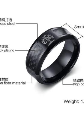 极速戒指戒指个性j钛钢戒子潮男食指男士碳纤维饰品时尚8mm黑色周