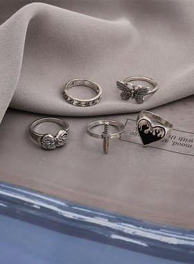 极速5-piece set Boutterfly Ring rings women蝴蝶精灵戒指女5件