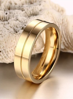 极速狂飙高啓强同款戒指镀金色男个性E钛钢开槽6mm霸气情侣对戒百