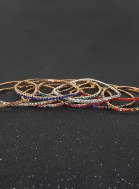 极速跨境欧美多色水钻弹力手錬  C闪亮简约手錬饰品女 F7310