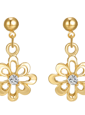 极速3PCS Elegant Womenr Jewelry Set Gold Color Flower Pendan