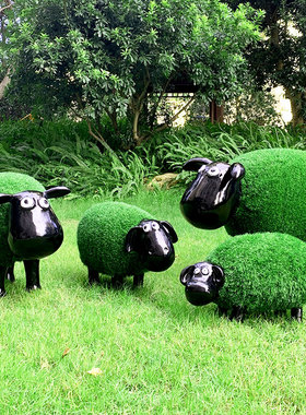 极速户外花园仿真l植草羊雕塑公园林庭院景观绿植小羊绵羊草坪装