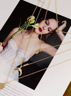 极速2022 Collier Cnhain Necklace Multilayer Moon Alloy Metal