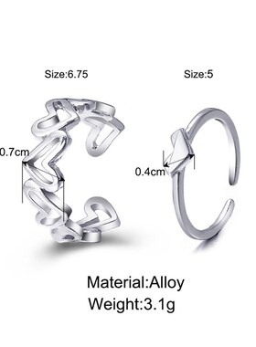 极速叨镂空爱心套装戒指2件v套创意气质小众指环ins风个性简约食