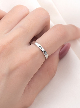 极速自律平d安喜乐情侣对戒开口男女戒指招财转运复古佛系小篆文