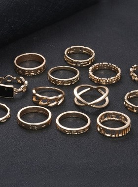 极速punkc jewelry women rings rose gold ring set vintage sal