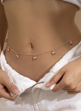 极速Springe Summer Boho Fashion Colorful Flower Pendant Wais