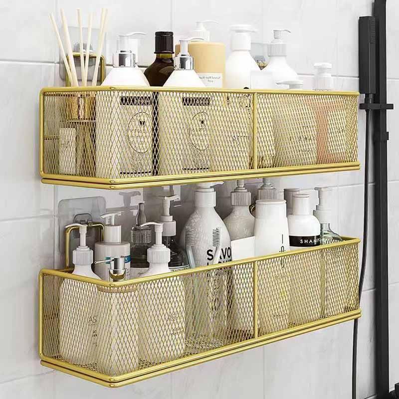 简易悬挂式挂篮卫生间置物架壁挂式多功能收纳生活用品置物架 - 图0