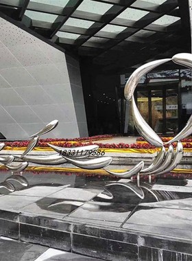 不锈钢鱼群雕塑酒店水景会所墙面装饰户外玄关鱼软装美陈装饰摆件
