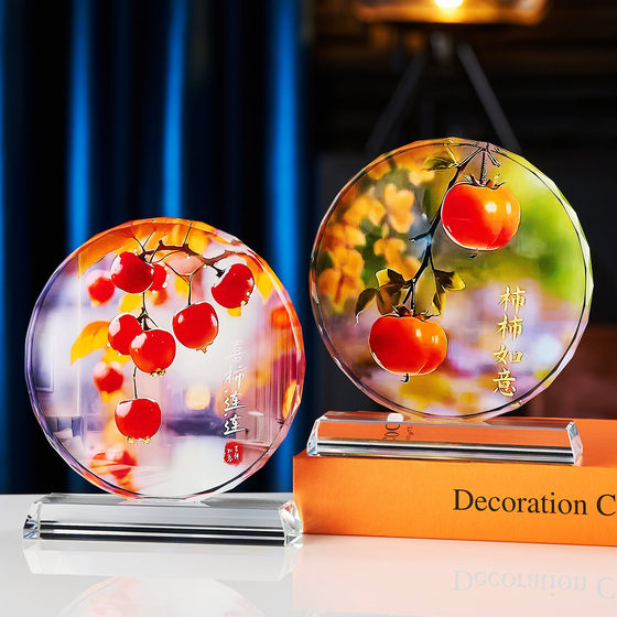 Crystal ornaments, persimmon persimmon Ruyi ornaments, living room entrance decorations, housewarming gifts, gifts for friends and besties