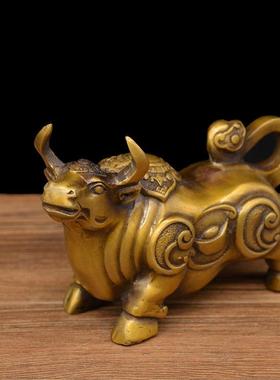 宏达 黄铜小号财牛 抬头牛 铜牛吉祥礼品摆件