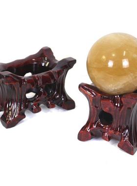 泰山石奇石底座免挖槽实木带槽鹅卵石黄河石水晶球凹槽摆件托架子