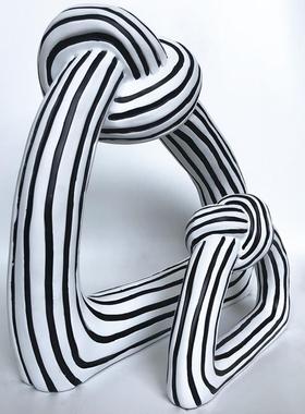 树脂工艺品北欧软装家居饰品摆件简约创意 北欧黑白条纹绳结混批