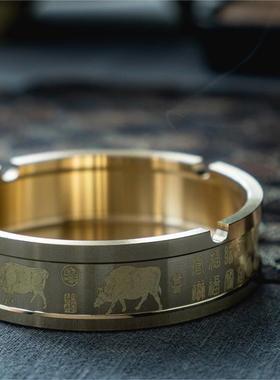 黄铜烟灰缸五牛送福铜工艺品办公室黄铜摆件东莞小商品金属铜器