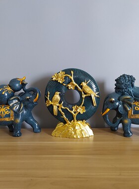 酒柜装饰品如意招财大象吉祥物摆件办公室博古架客厅家居乔迁礼物