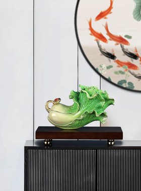 百财如意纯铜招财白菜摆件家居客厅办公室装饰品开业乔迁新居礼品