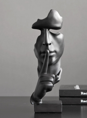 沉默是金雕塑客厅办公室酒柜电视柜室内艺术树脂摆件家居软装饰品