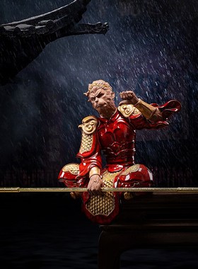 久造中式陶瓷斗战胜佛摆件创意客厅玄关装饰品旗开得胜孙悟空摆设