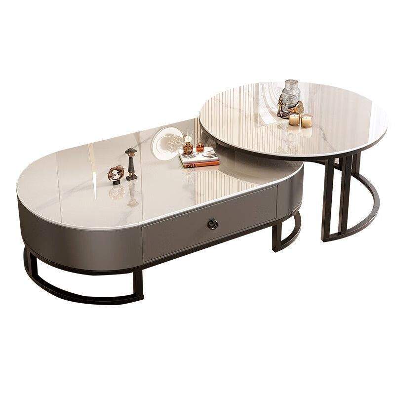 客厅岩板茶几家用轻奢现代简约小户型茶桌新款网红极简风家具 - 图2