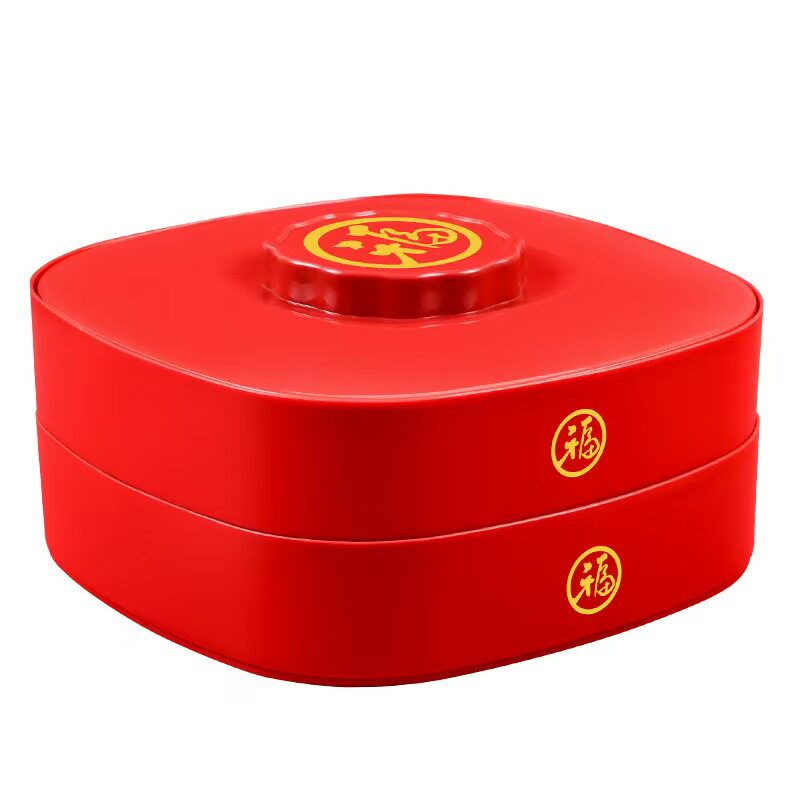新年糖果盒客厅红色喜庆创意分格瓜子干果盘婚庆用品喜糖果盒茶盘