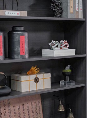 新中式风展示柜博古架艺术工艺品摆饰办公室柜子书柜装饰品样板间