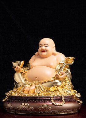 纯铜弥勒佛菩萨大肚笑佛招财摆件开心笑佛像笑佛弥勒佛像摆件家用