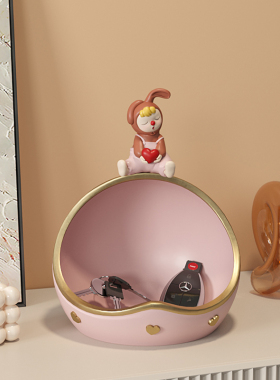 进门口入户玄关钥匙收纳摆件创意轻奢客厅托盘装饰.品搬家礼物