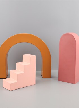 简约创意b莫兰迪色几何模型摆件客厅卧室玄关书房书柜家居饰品