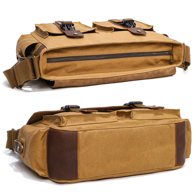 仅亏一天新款 复古男士单肩包油蜡帆布配头层牛皮斜挎包休闲单肩,淘宝优惠券,粉丝福利购,淘宝优惠卷