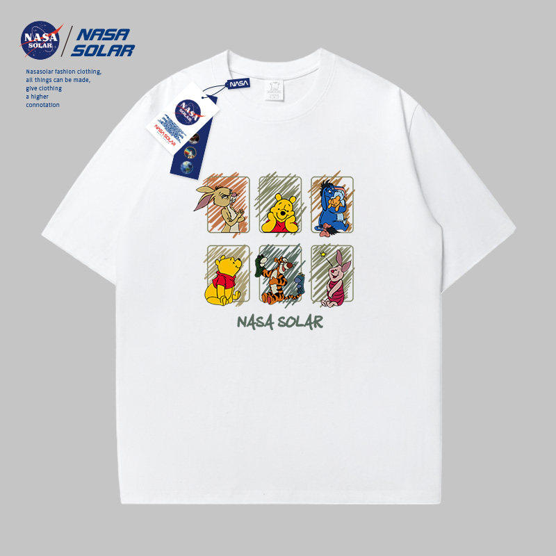 NASA联名官方潮牌夏季新款小众印花动漫套头情侣百搭T恤上衣情侣
