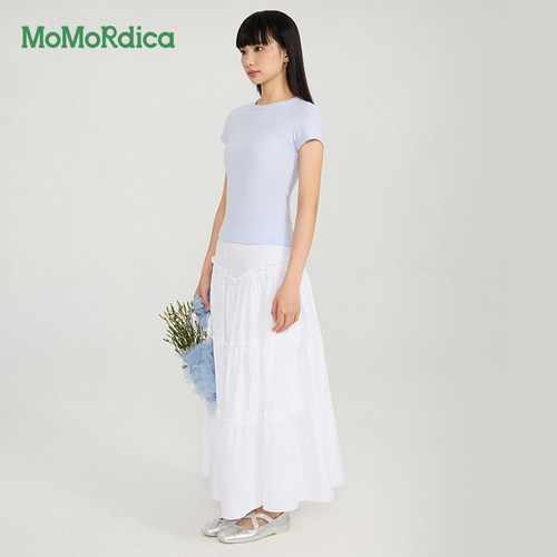 【蜜蜂欢乐社】Momordica 短袖圆领舒适上衣修身T恤女 - 图2