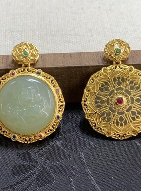 珠宝S925银镶和田玉弥勒笑佛吊坠项链 国风气质时尚锁骨链