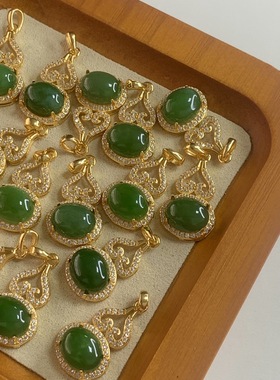 实拍天然和田玉碧玉葫芦吊坠925银镶新国风吊坠配饰源头厂家