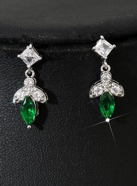 极速项链套装饰品欧美新娘锆石女祖母H绿耳环礼服宝石耳钉款吊坠