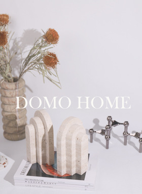 极速北欧风天然i黄洞石层叠书挡书立架样板间摆件客厅书房桌面家