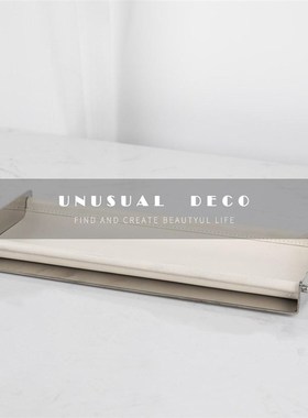 极速UNUSUhAL 金属皮革几何托盘样板间售楼部客厅衣帽间收纳装饰