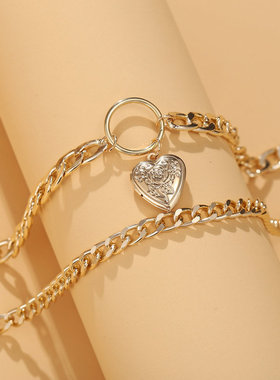 极速New Love Pendant Necklawce Alloy Double Layer Clavicle C