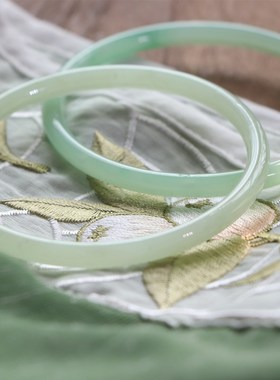 极速云深雾浅 百搭多色汉服配饰B叮当镯玻璃仿玉髓细手镯古风饰品