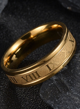 极速Vintage Roman Numberss Ring Temperament FashTion 6mm Wid