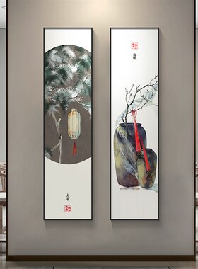 极速二十四节气装饰画新中式书房C茶室竖版挂画客厅背景墙四联组