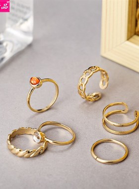 极速Hot sale personality chain rings sIimple retro joint rin