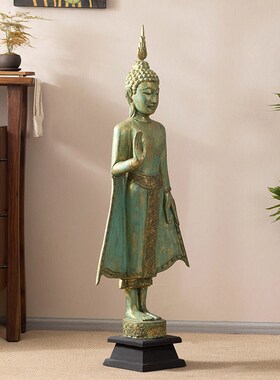 极速泰国迎宾人偶餐厅门口装饰摆件泰式佛像木P雕工艺品奶茶店落