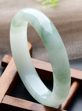 极速玉手镯女款天山翠o玉冰底玉镯子飘花玉石手镯约57-58毫米