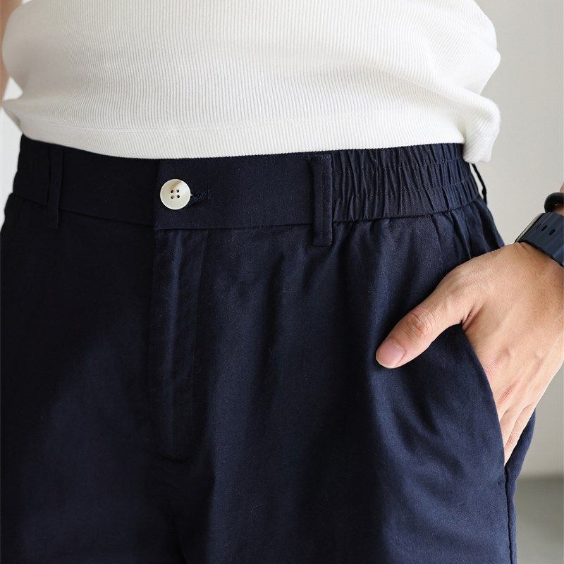 YUXIAN老钱亚麻棉休r闲商务直筒短裤通勤纯色5分裤吸湿透气男春夏,淘宝优惠券,粉丝福利购,淘宝优惠卷